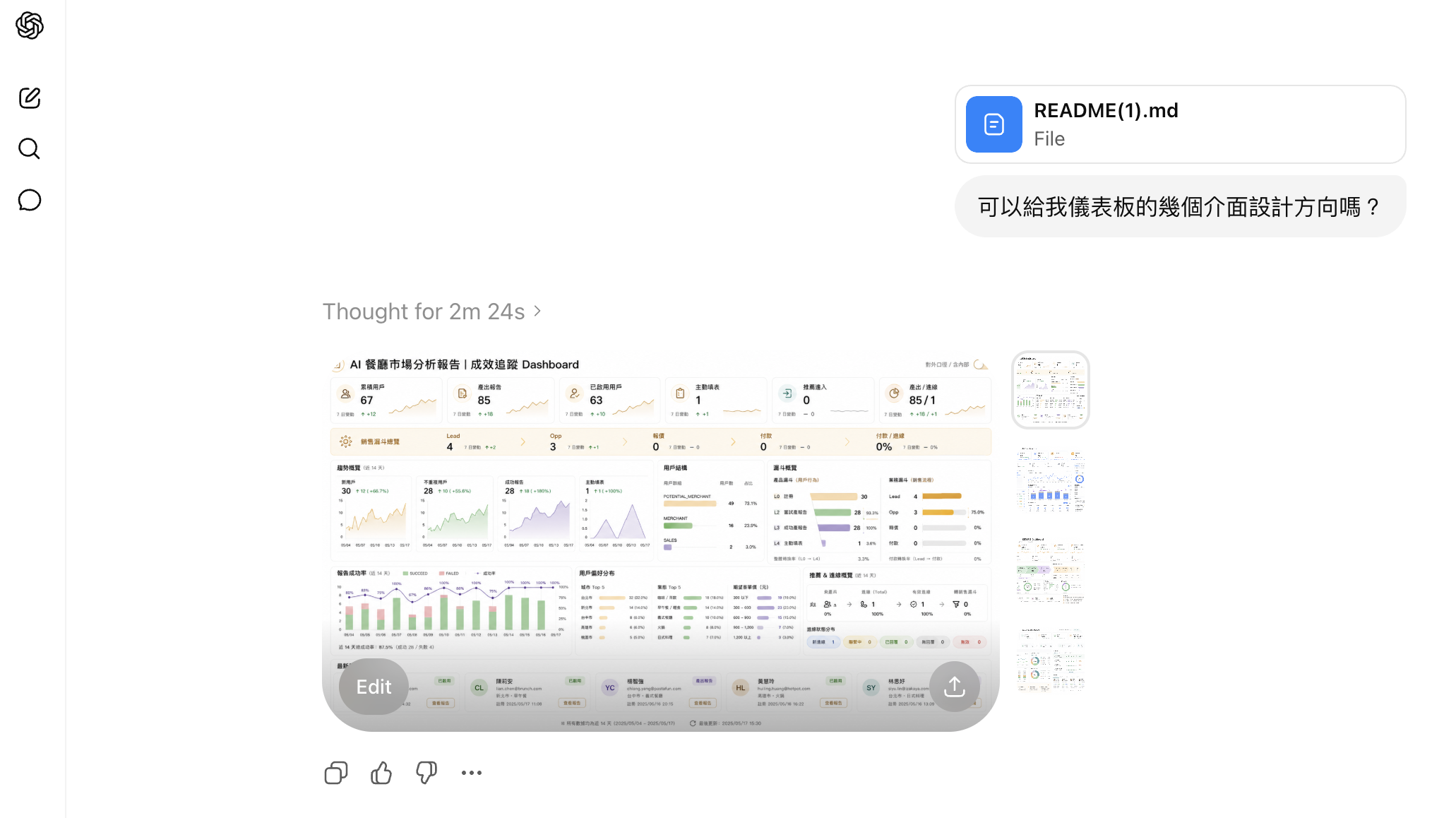 ChatGPT 介面發想對話